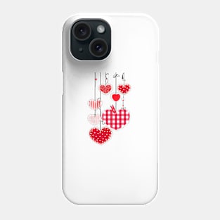 hanging retro red hearts Phone Case