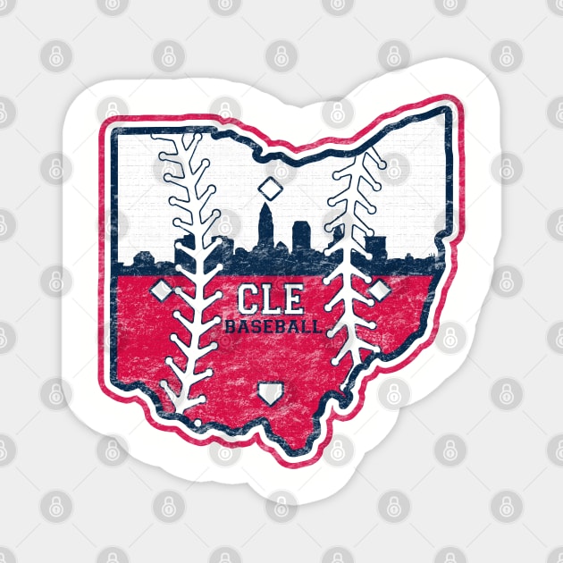 Vintage Cleveland Baseball Ohio State Map Magnet by TeeCreations