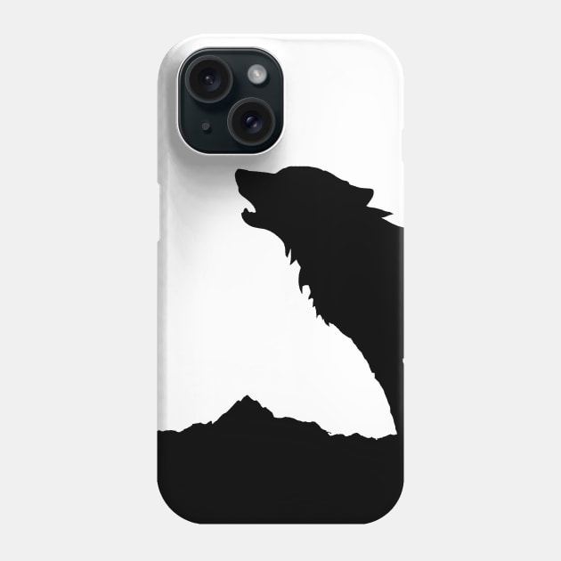 Minimalist Wolf Design - Howling Wolf Art- Wolf Lover - Howling Wolf Gift Phone Case by ballhard