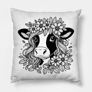 Floral Cow Pillow