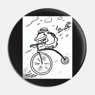 Penny Farthing Ape Hurtles Down the Hill Pin