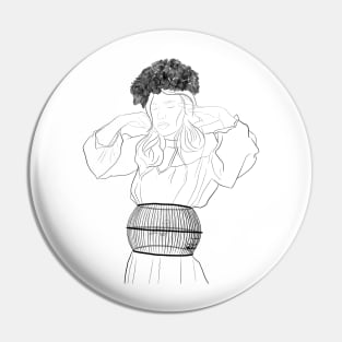 I Will Fly Someday Surreal Woman Portrait Line Art Pin