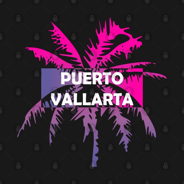 Puerto Vallarta Mexico Neon Tropics Vacation Palm Trees by FilsonDesigns