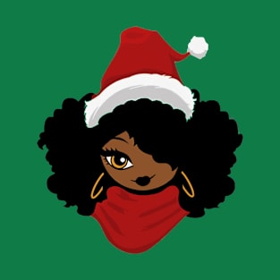 Afro Santa Claus Black Girl Magic Ugly Christmas Melanin T-Shirt