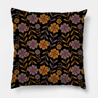 Colorful Repeating Flowers Seamless Pattern Pillow