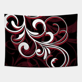 Red and White Swirl Tapestry