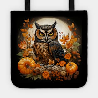 Farmhouse Fall Pumpkin Nature Harvest Autumn Owl Sunflower Tote