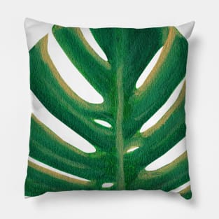 Monstera Deliciosa Leaf Painting Pillow