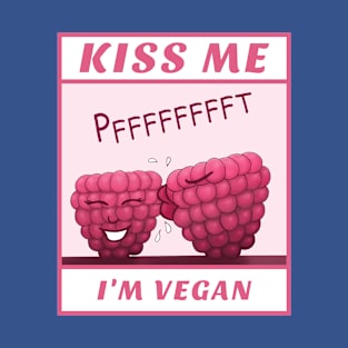 Kiss Me I’m Vegan – cute cartoon raspberries T-Shirt