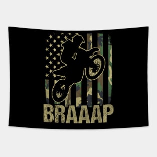 Braaap Camouflage American Flag Motocross Dirt Bike Gift Tapestry