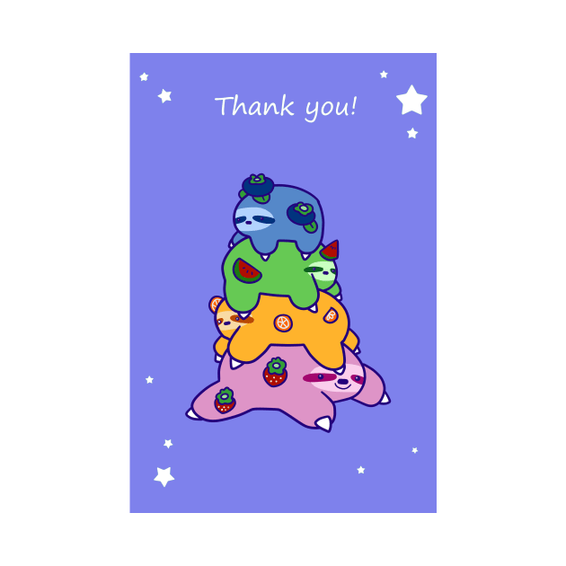 "Thank You" Fruit Sloth Stack by saradaboru