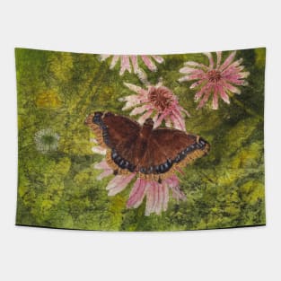 Mourning Cloak Butterfly in Watercolor and Ink Tapestry