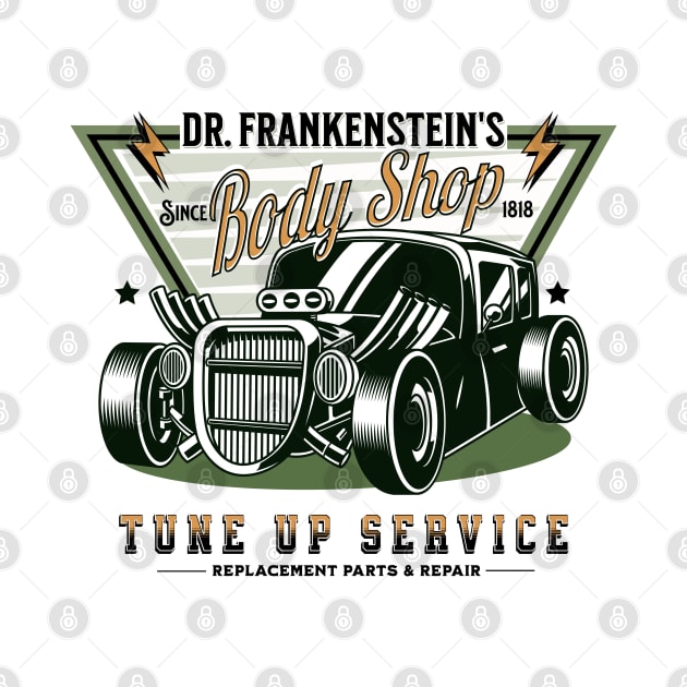 Retro Dr Frankenstein's Body Shop Spoof Hot Rod by PUFFYP