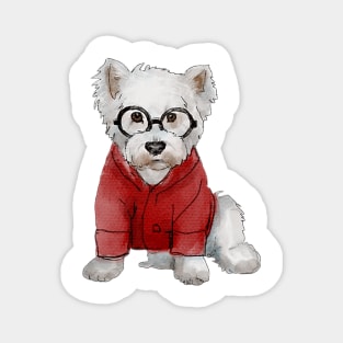 Hipster  Westie Red Sweater Magnet