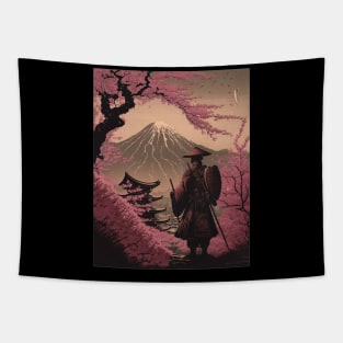 Aesthetic Vintage Samurai Japanese Art Samurai Retro cherry T-Shirt Tapestry