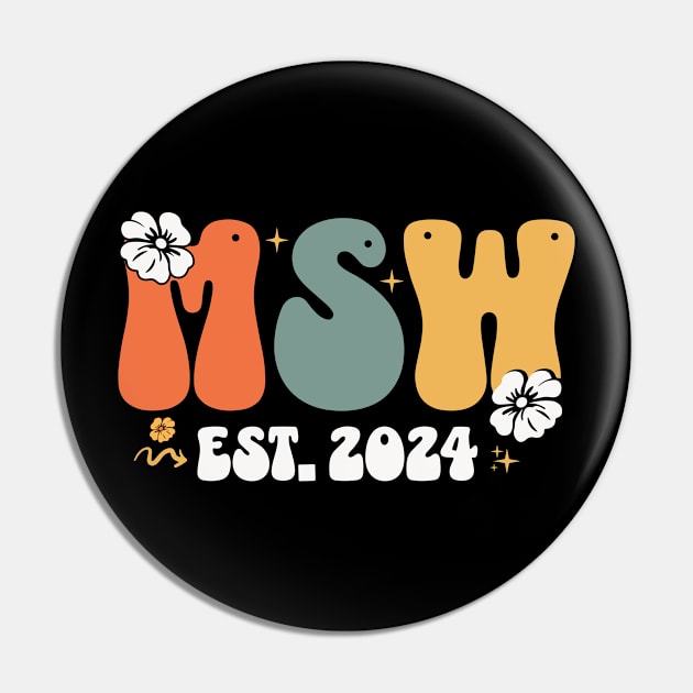 Master Social Worker - MSW EST 2024 Licensed Social Worker Pin by retroparks