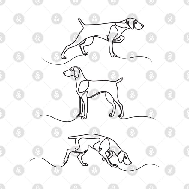 Continuous Line Weimaraners With Docked Tails (Black and White) by illucalliart