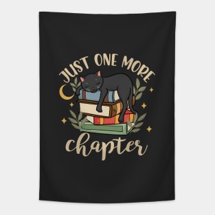 Just One More Chapter Cute Cat Book Lover Tapestry