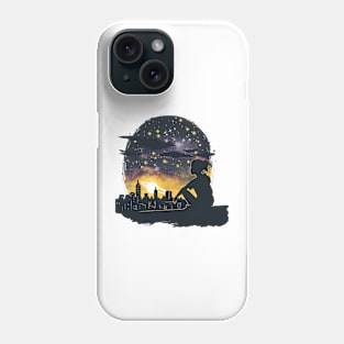 A silhouette of a person stargazing Phone Case