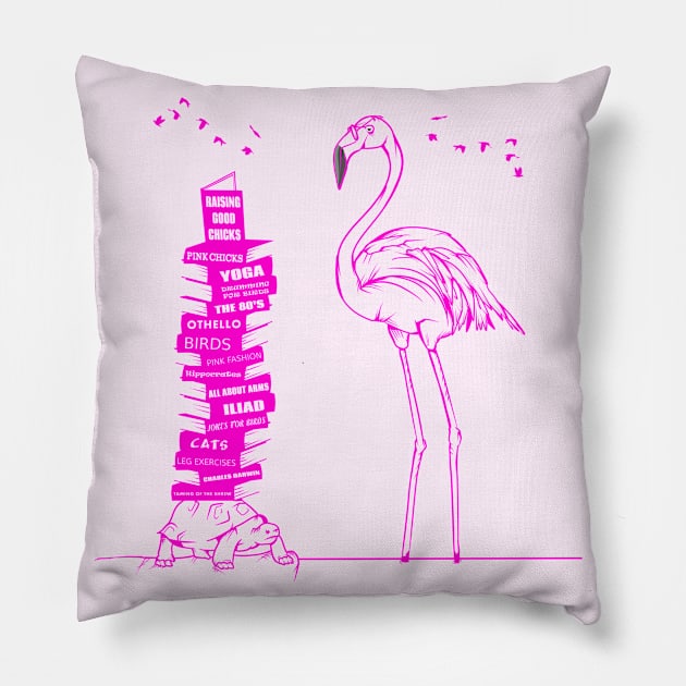 Flamingo Book Lover Pillow by mailboxdisco