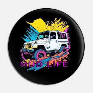 Mud life rider vintage retro design. Pin