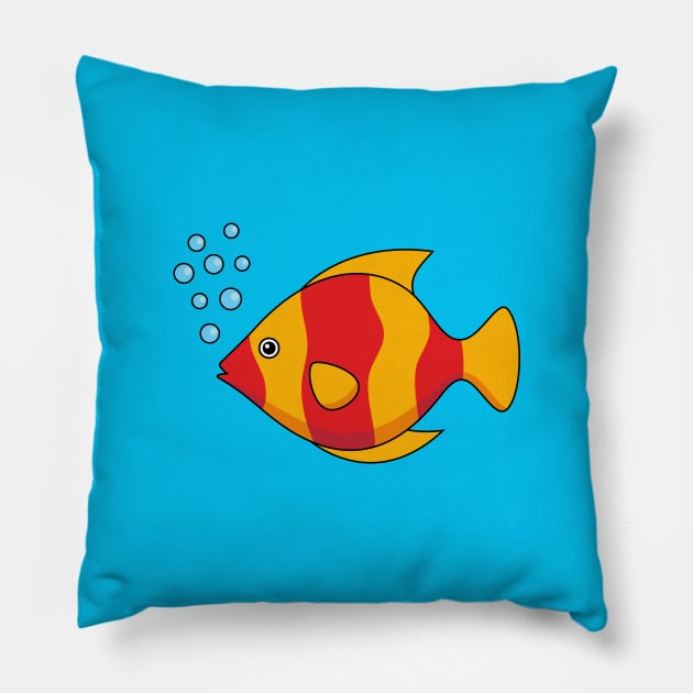 Red Orange Tropical Fish Pillow by BirdAtWork