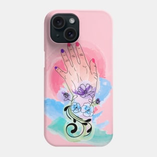 Female hand and flowers Phone Case