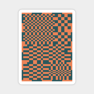 Checkerboard Pattern - Green Orange 2 Magnet