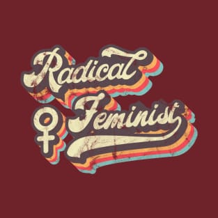 "Radical Feminist" Distressed Rainbow Retro Venus T-Shirt