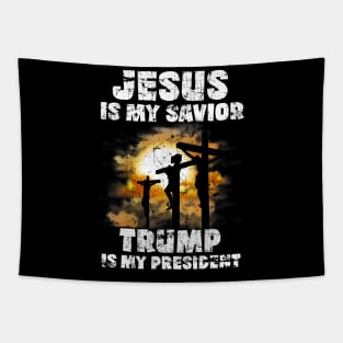 Jesus Is My Savior Trump Is My President American Flag Tapestry