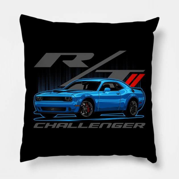 Blue Challenger R/T Pillow by idrdesign