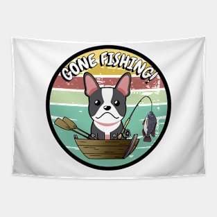 Cute french bulldog has gone fishing Tapestry