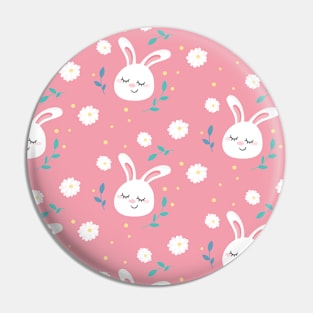 cute pink bunnies with flowers pattern Pin