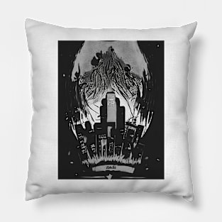 Dystopian Nightmare B&W Pillow