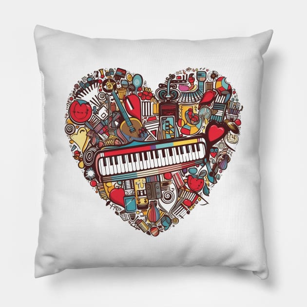 Piano Heart Musical Instrument Pillow by Artifyio