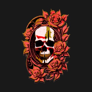 Skull  and Roses Art T-shirt T-Shirt