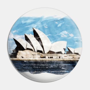 Sydney Australia Aussie Opera House Waterfront Watercolour Travel Wanderlust Painting Pin