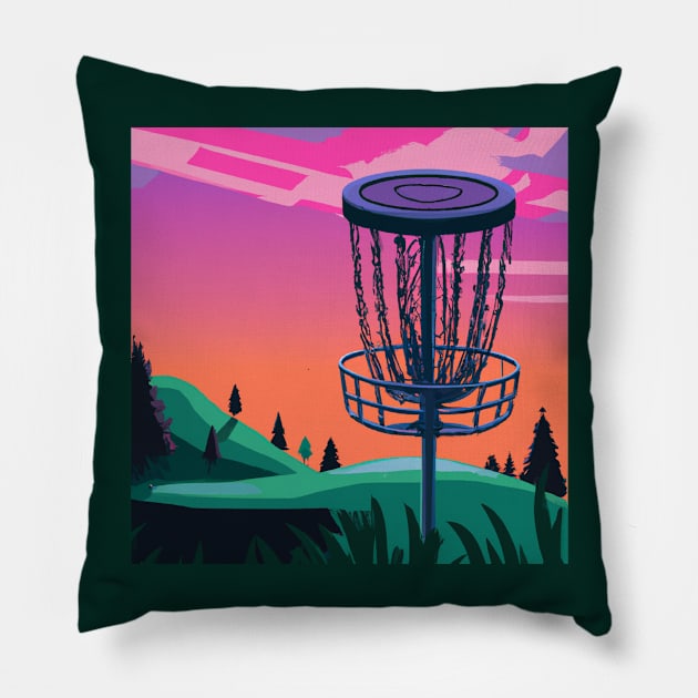 Disc Golf at Sunset Pillow by Star Scrunch