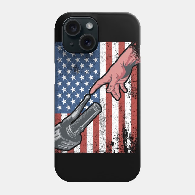 Motorcycle Creation of Adam American Flag Phone Case by Ramadangonim