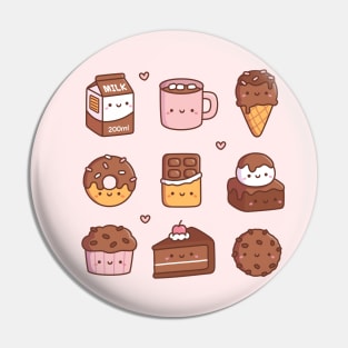 Cute Chocolate Food Doodles Pin