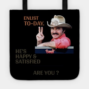 En list today he's happy and satisfied are you Tote