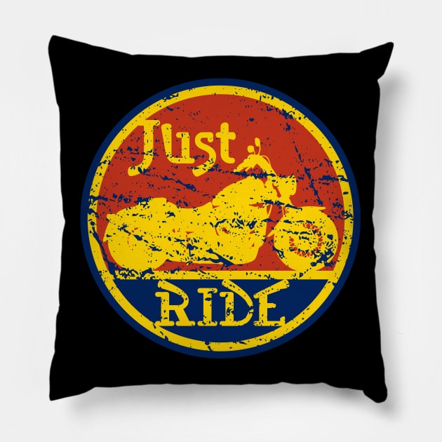 Just Ride Biker Moto Motorcycle Pillow by EPDROCKS