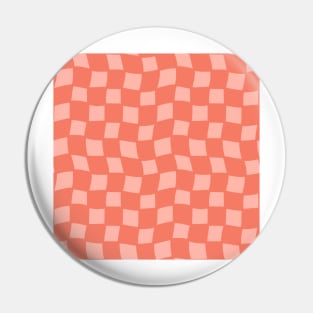 Abstract Checker Board - coral and peach Pin