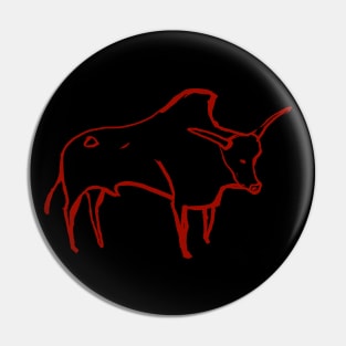 Cave line art of Aurochs in red ink Pin