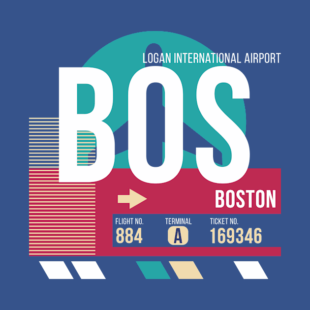 Boston (BOS) Airport Code Baggage Tag E by SLAG_Creative