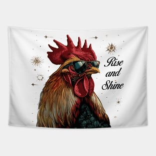 Rise and Shine - Rooster (with Black Lettering) Tapestry