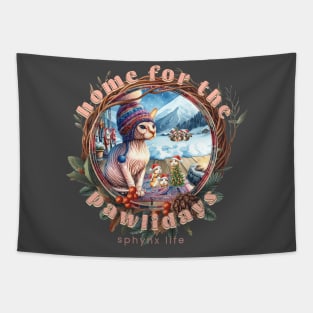 Home For The Holidays Beanie Sphynx Life 1FS Tapestry