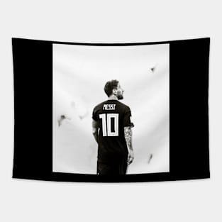 Messi 10 Black and White Tapestry