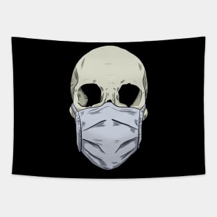 Skull Wearing Mask Tapestry