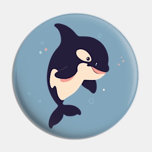 Geometrical Colorful Orca. Adorable Mosaic Cute Kawaii Simple Fish Pin